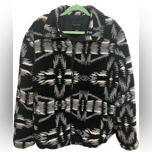 Cotton On Medium Black and White Tribal Print Fuzzy Jacket